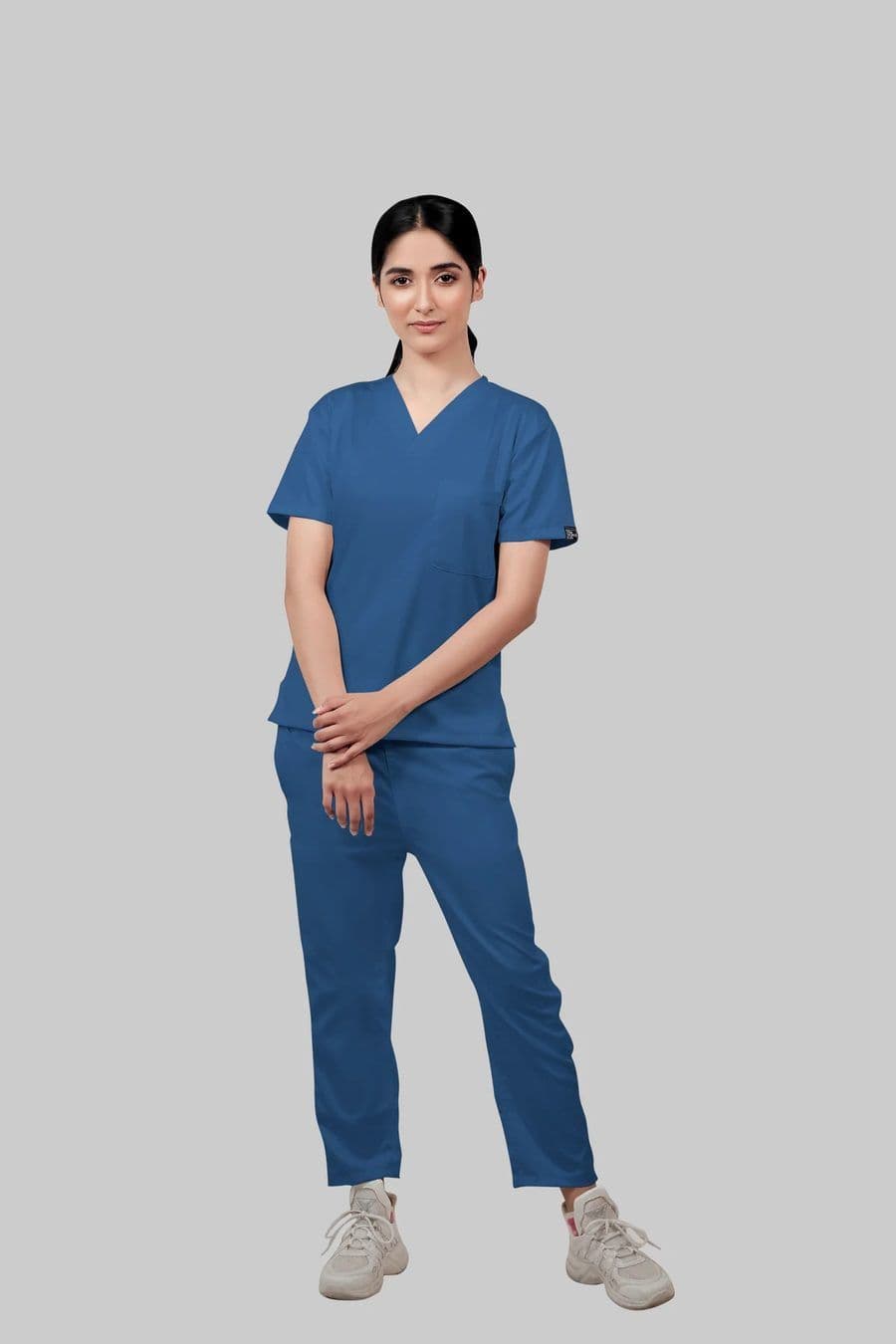 Women's V-Neck Scrub — Caribbean blue