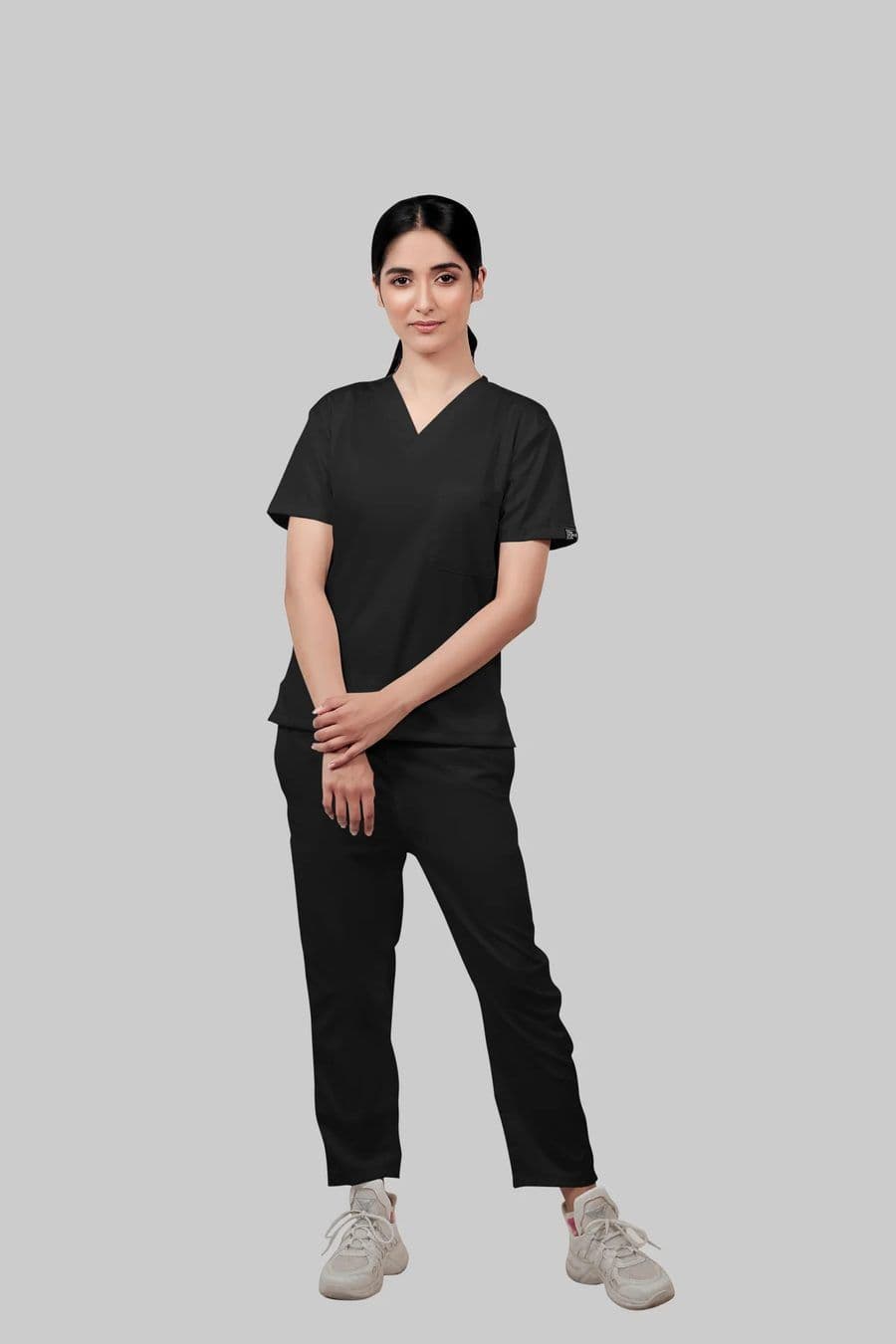 Women's V-Neck Scrub — Black